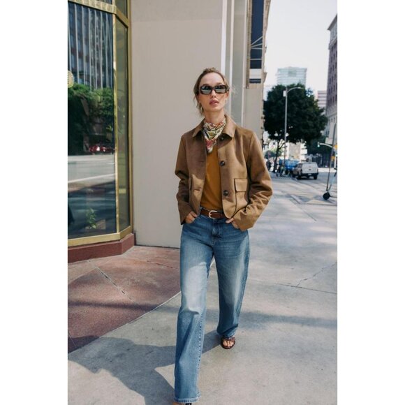 ZARA FAUX SUEDE CROPPED JACKET - Picture 2 of 9